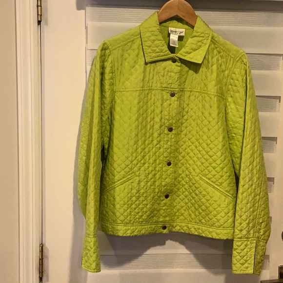 Coldwater Creek Women's lime green quilt jacket size M - Picture 1 of 5
